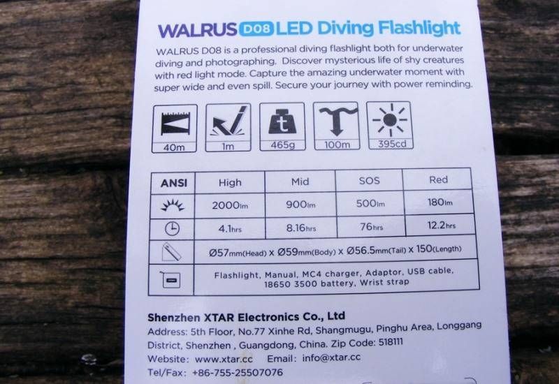 Подводный фонарь XTAR D08 Walrus