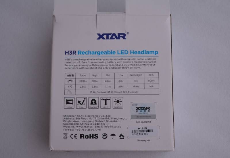 Налобный фонарь XTAR H3R